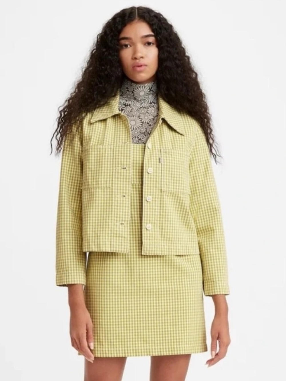 Levi’s premium shrunken chore coat green gingham size L